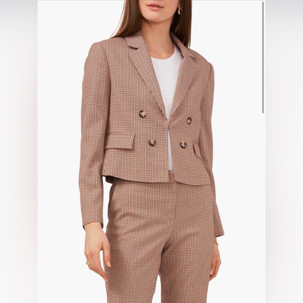 Women's Plaid Blazer Jacket Vince Camuto size 8 cropped